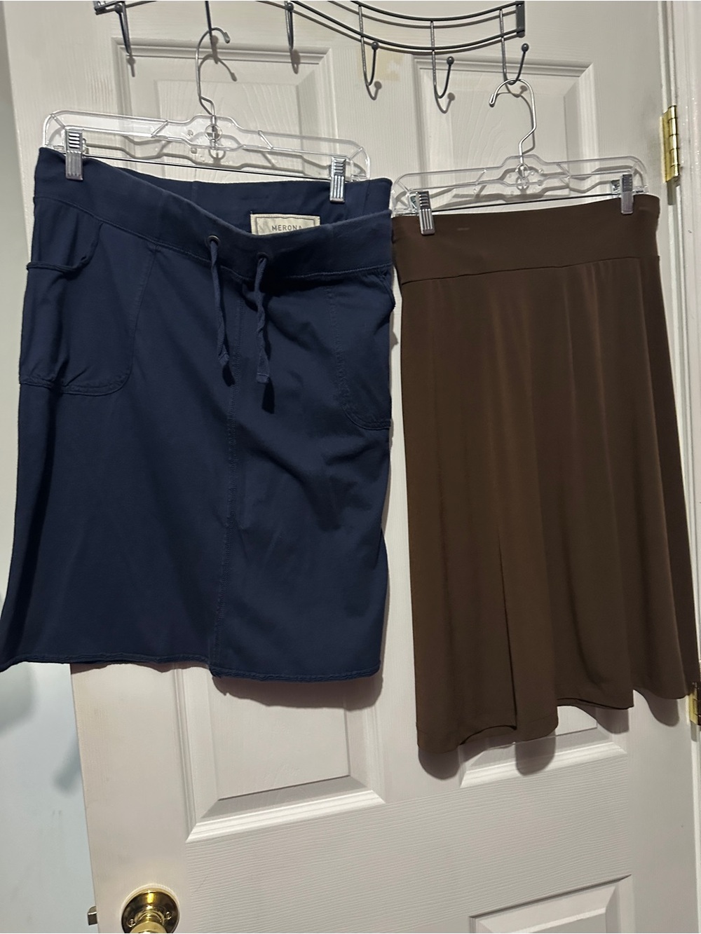 2 Merona Skirts Size XL Navy Sporty mini skirt, Brown dressy mid length skirt